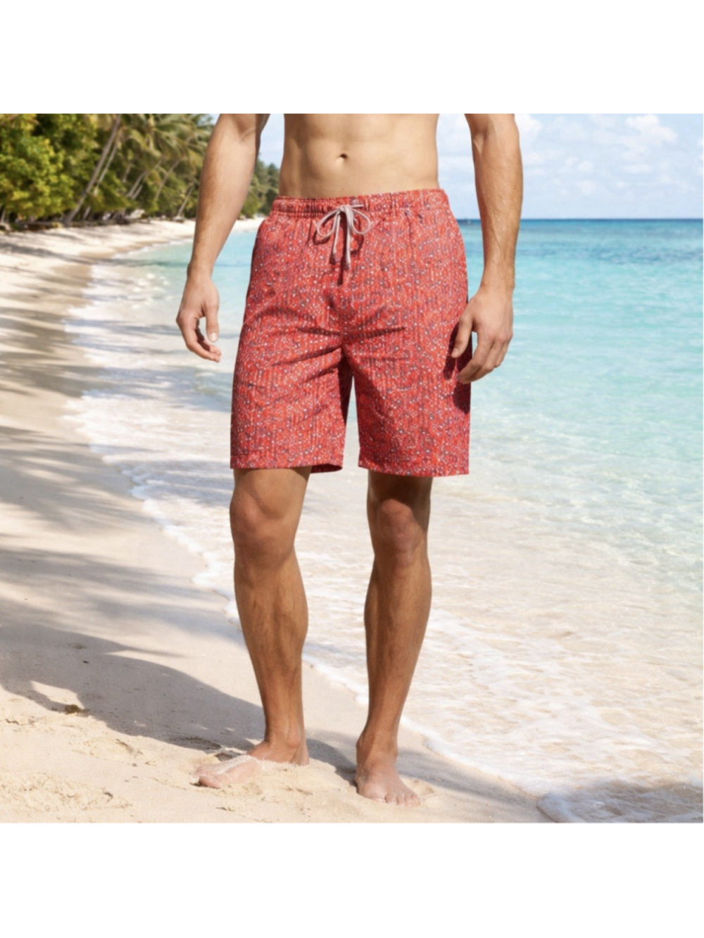 Peter Millar Seaside Swim Trunks Mens M Board Shorts Red Aperitif Quick Dry